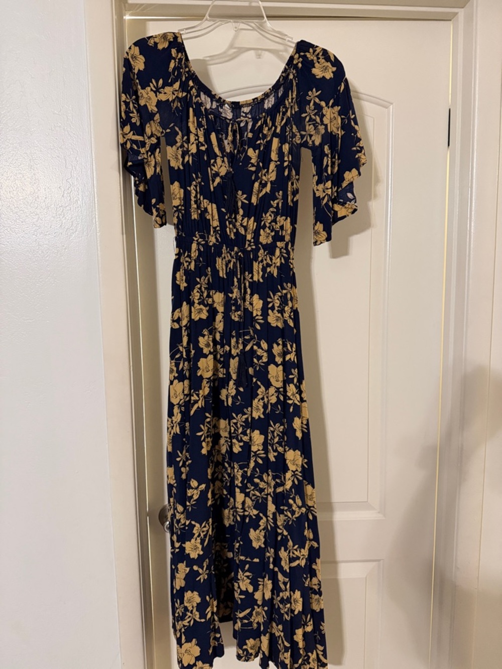 SHEIN Navy and Mustard Floral Maxi Dress